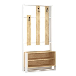 Hanah Home Chester Perchero Blanco y Roble